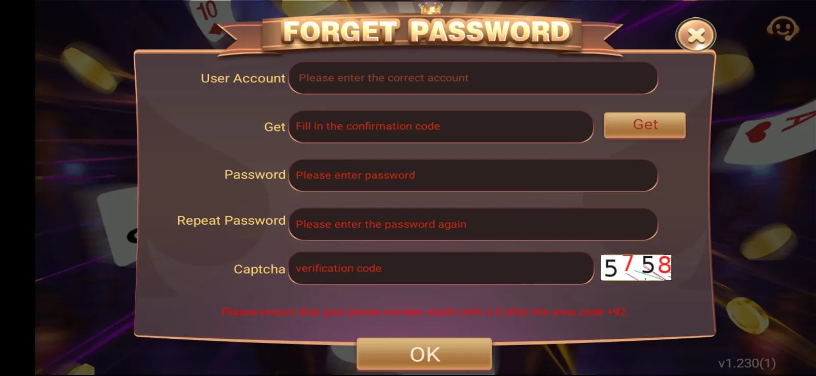 Teen Patti Blue player profile screen showing account details and chip balance